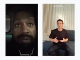 Images of Kanye West and Mark Zuckerberg communicating informally