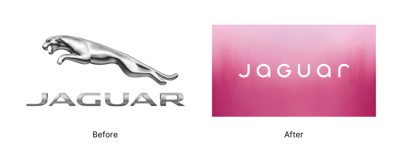 logo of jaguar, before and after