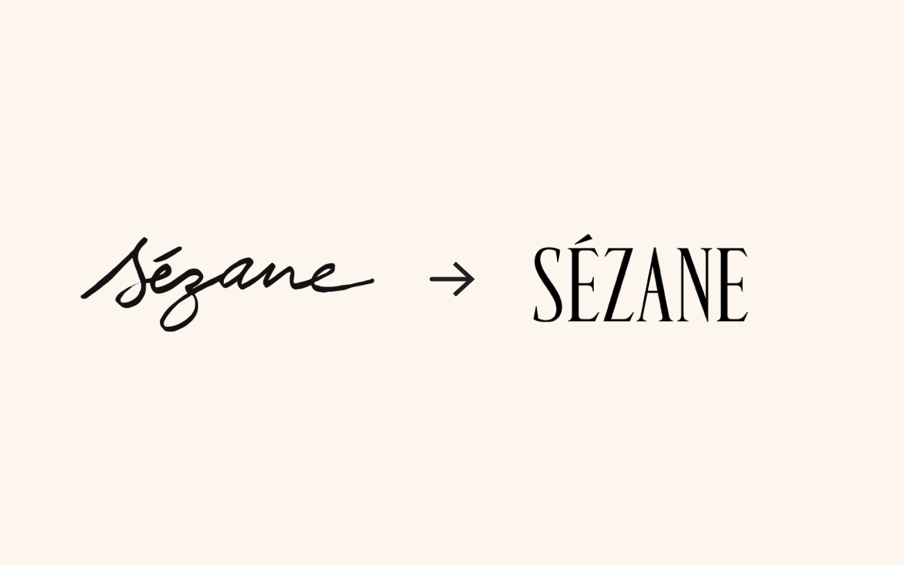 Sézâne 焕新前后对比:手写体字标换成大写衬线